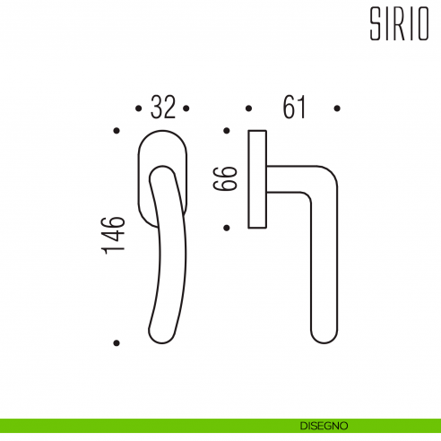 Maniglia per finestra martellina DK Sirio Colombo Design disegno