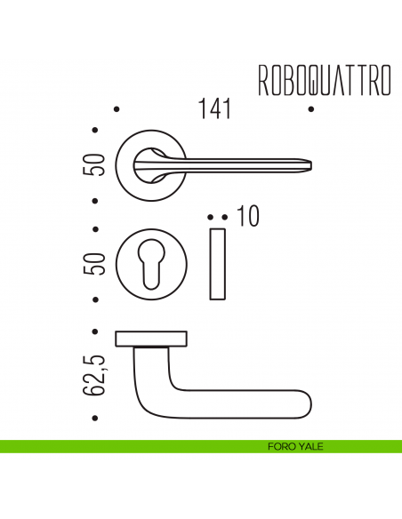 Maniglia Roboquattro Colombo Design foro yale