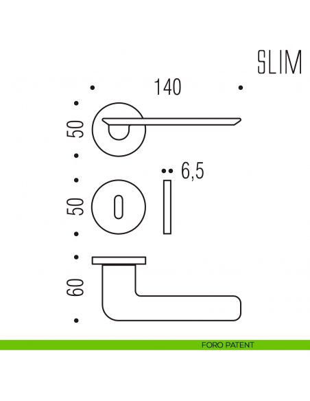 Maniglia per porta Slim Colombo Design bassa foro patent