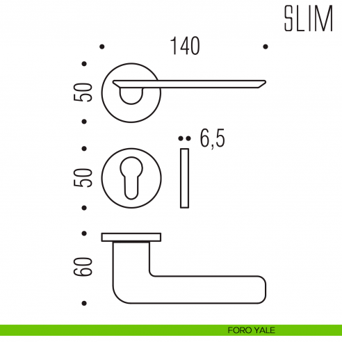 Maniglia per porta Slim Colombo Design bassa foro yale