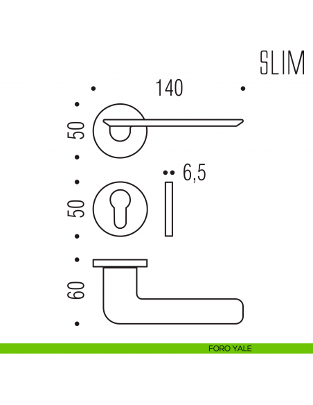 Maniglia per porta Slim Colombo Design bassa foro yale