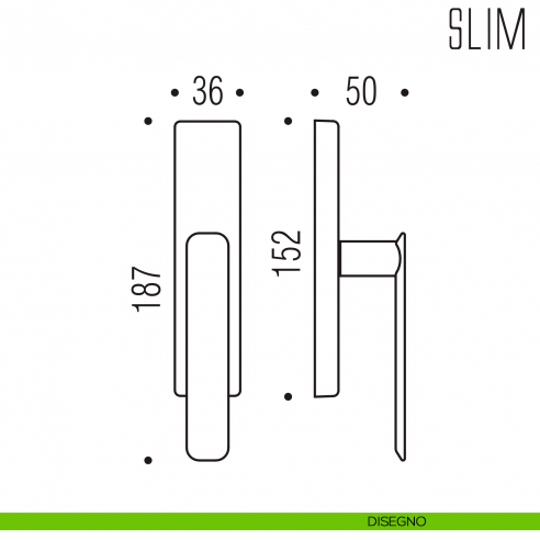 Maniglia per finestra cremonese Slim Colombo Design disegno