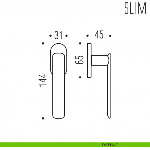 Maniglia per finestra martellina DK Slim Colombo Design bassa disegno