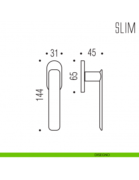 Maniglia per finestra martellina DK Slim Colombo Design bassa disegno