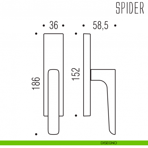 Maniglia per finestra cremonese Spider Colombo Design disegno
