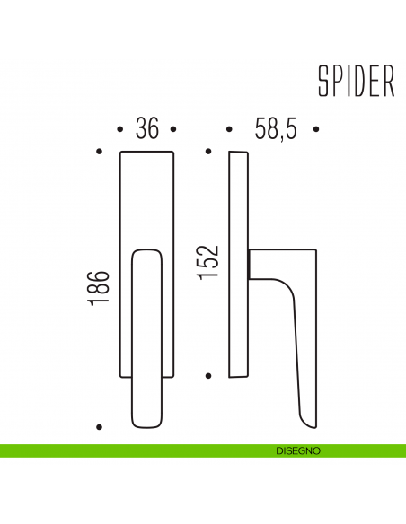 Maniglia per finestra cremonese Spider Colombo Design disegno