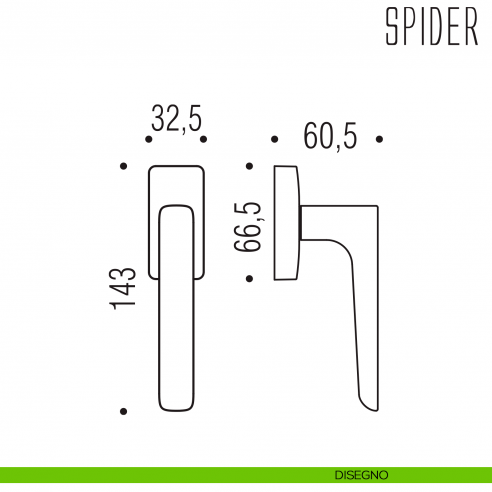 Maniglia per finestra martellina DK Spider Colombo Design disegno