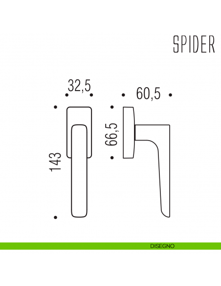 Maniglia per finestra martellina DK Spider Colombo Design disegno