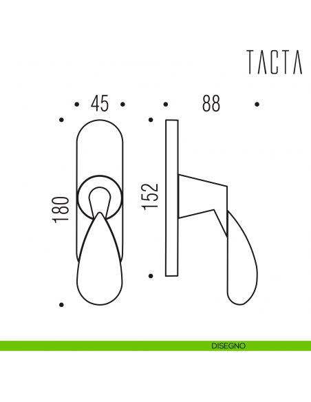 Maniglia per finestra cremonese Tacta Colombo Design disegno