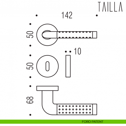 Maniglia per porta Tailla Colombo Design foro patent