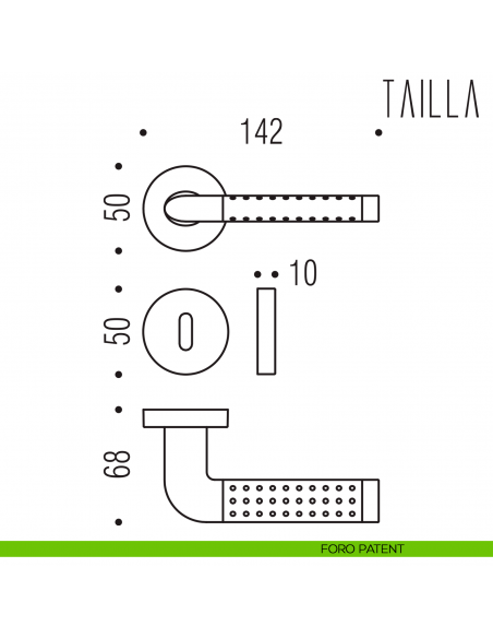 Maniglia per porta Tailla Colombo Design foro patent