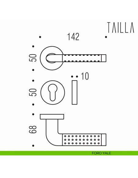 Maniglia per porta Tailla Colombo Design foro yale