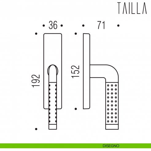Maniglia per finestra cremonese Tailla Colombo Design disegno