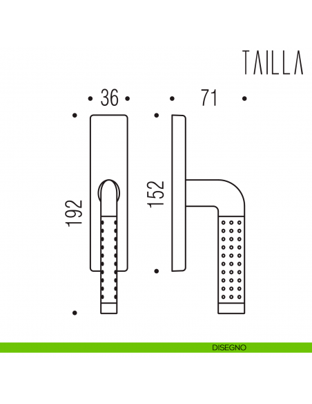 Maniglia per finestra cremonese Tailla Colombo Design disegno