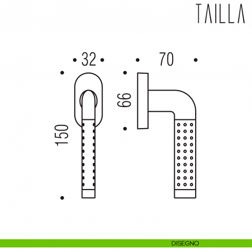 Maniglia per finestra martellina DK Tailla Colombo Design disegno