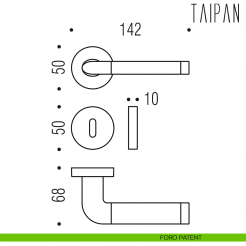Maniglia per porta Taipan Colombo Design foro patent