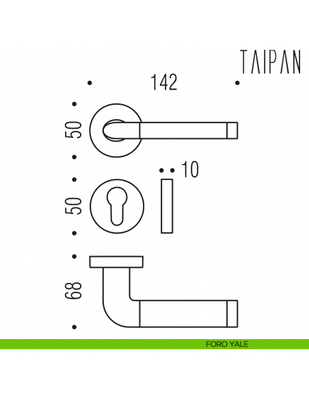 Maniglia per porta Taipan Colombo Design foro yale