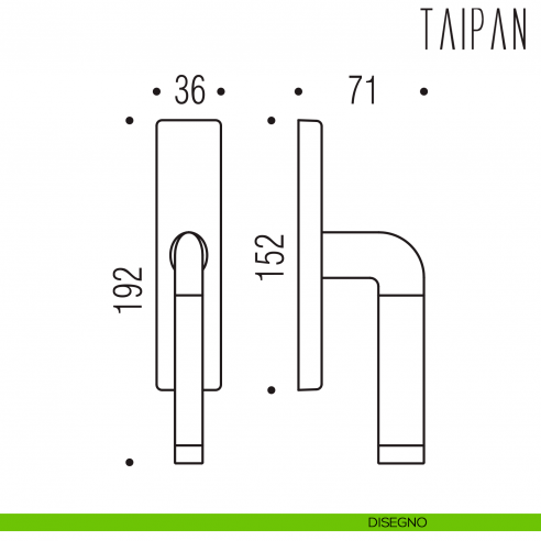 Maniglia per finestra cremonese Taipan Colombo Design disegno