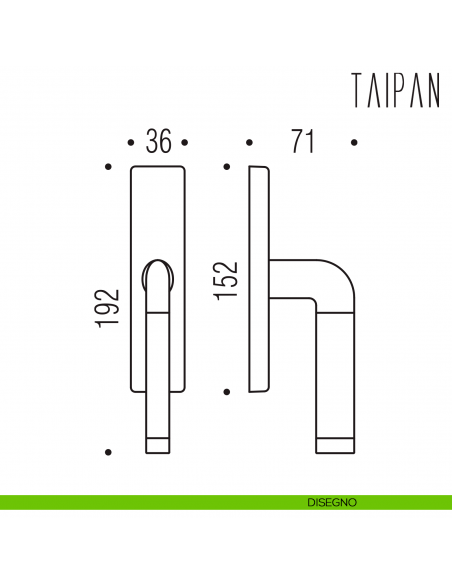 Maniglia per finestra cremonese Taipan Colombo Design disegno