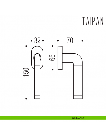 Maniglia per finestra martellina DK Taipan Colombo Design disegno
