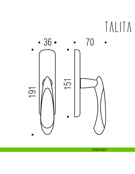 Maniglia per finestra cremonese Talita Colombo Design disegno