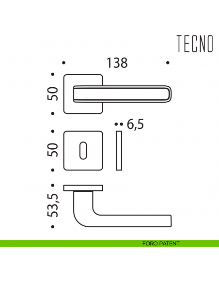 Maniglia per porta Tecno Colombo Design bassa foro patent
