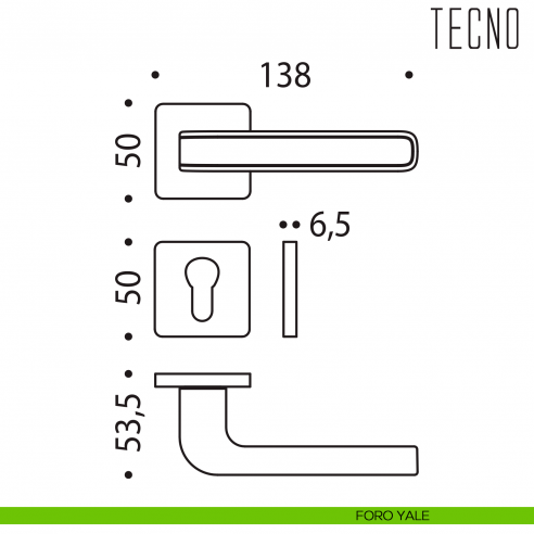 Maniglia per porta Tecno Colombo Design bassa foro yale