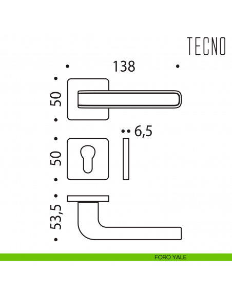 Maniglia per porta Tecno Colombo Design bassa foro yale