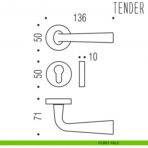 Maniglia per porta Tender Colombo Design foro yale