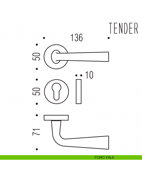 Maniglia per porta Tender Colombo Design foro yale