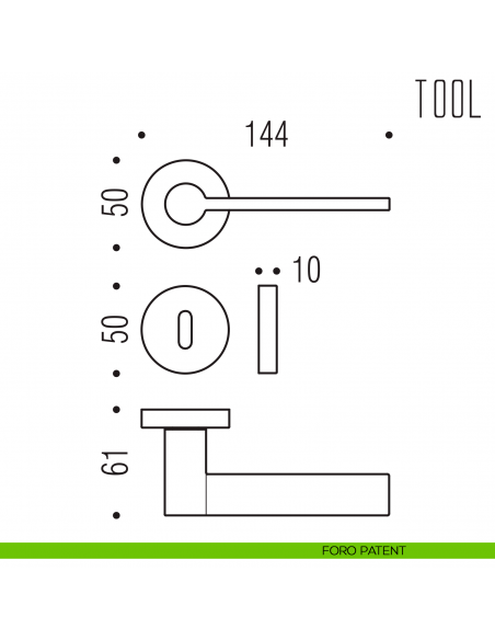 Maniglia per porta Tool Colombo Design foro patent