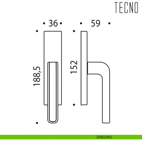 Maniglia per finestra cremonese Tecno Colombo Design disegno