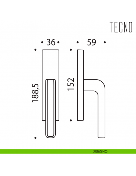 Maniglia per finestra cremonese Tecno Colombo Design disegno