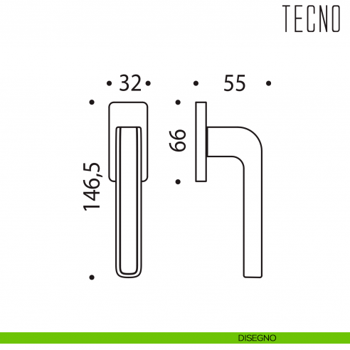 Maniglia per finestra martellina DK Tecno Colombo Design disegno