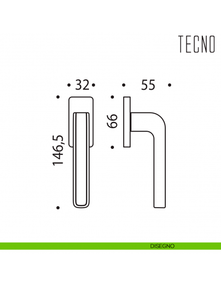 Maniglia per finestra martellina DK Tecno Colombo Design disegno