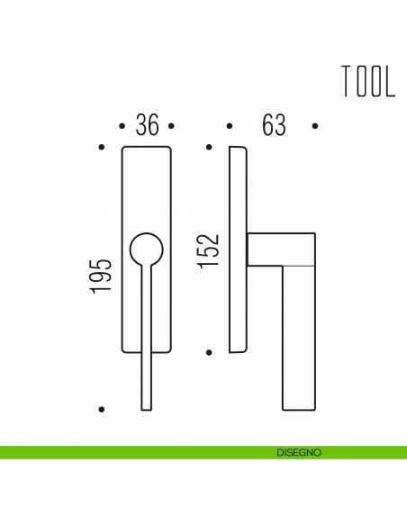 Maniglia per finestra cremonese Tool Colombo Design disegno