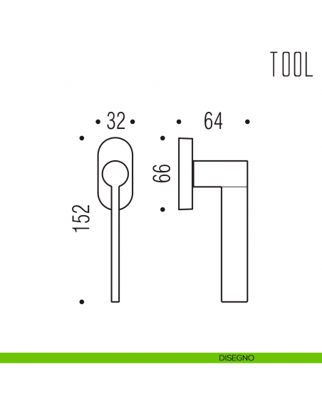 Maniglia per finestra martellina DK Tool Colombo Design bassa disegno