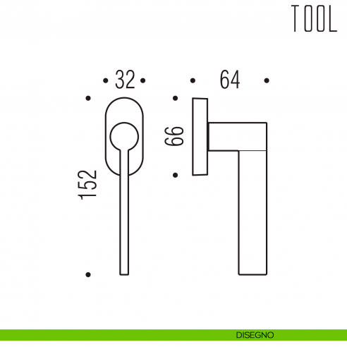 Maniglia per finestra martellina DK Tool Colombo Design disegno