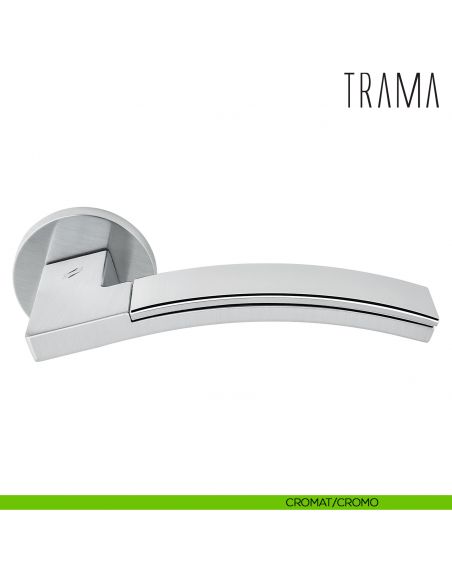 Maniglia per porta Trama Colombo Design con rosetta tonda bassa cromat - cromo