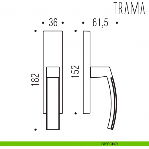 Maniglia per finestra cremonese Trama Colombo Design disegno