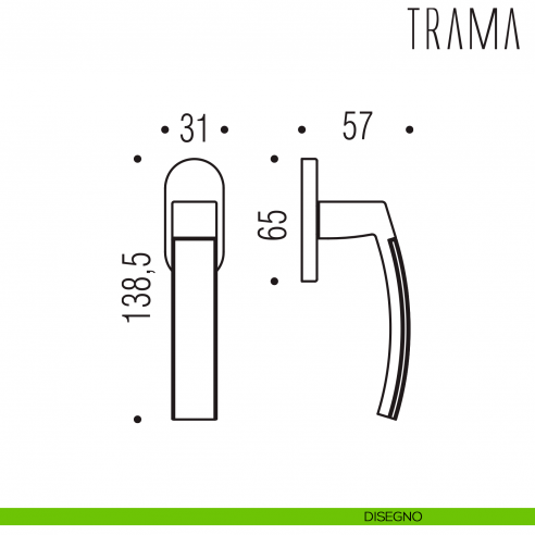 Maniglia per finestra martellina DK Trama Colombo Design disegno