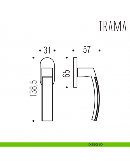 Maniglia per finestra martellina DK Trama Colombo Design disegno
