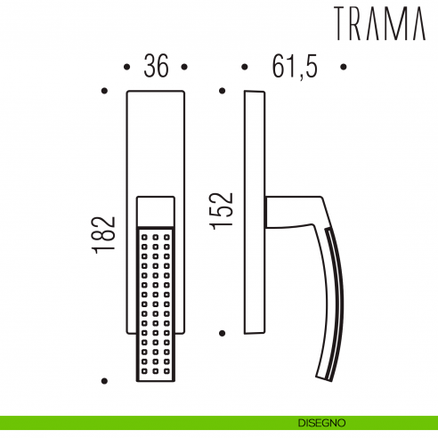 Maniglia cremonese per finestra Trama Colombo Design disegno