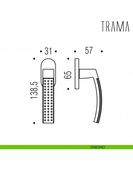 Maniglia martellina DK per finestra Trama Colombo Design disegno