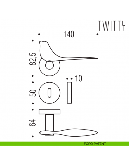 Maniglia per porta Twitty Colombo Design foro patent