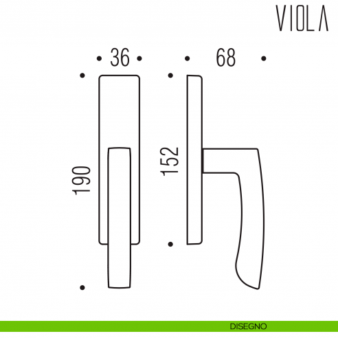 Maniglia per finestra cremonese Viola Colombo Design disegno