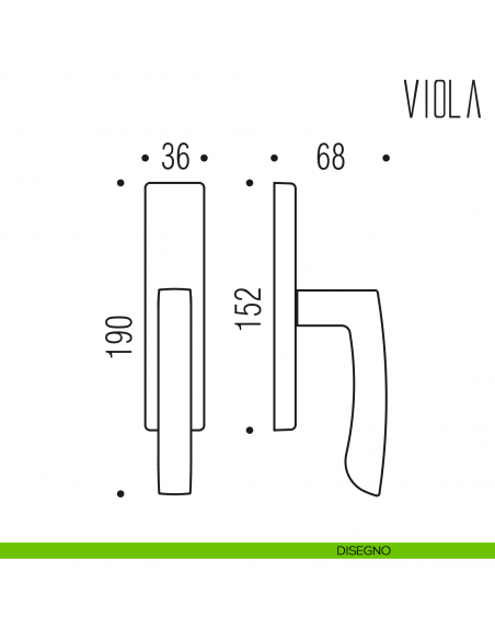 Maniglia per finestra cremonese Viola Colombo Design disegno