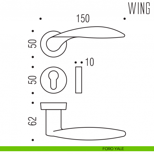 Maniglia per porta Wing Colombo Design foro yale