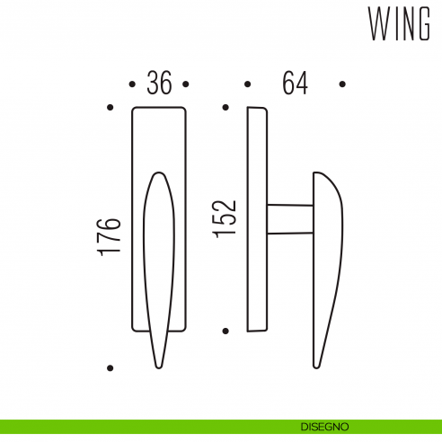 Maniglia per finestra cremonese Wing Colombo Design disegno