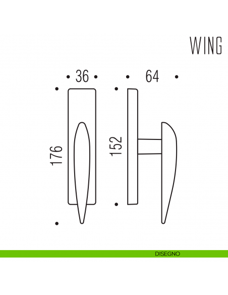 Maniglia per finestra cremonese Wing Colombo Design disegno